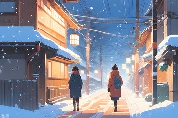 couple walking on winter street
Generative AI

