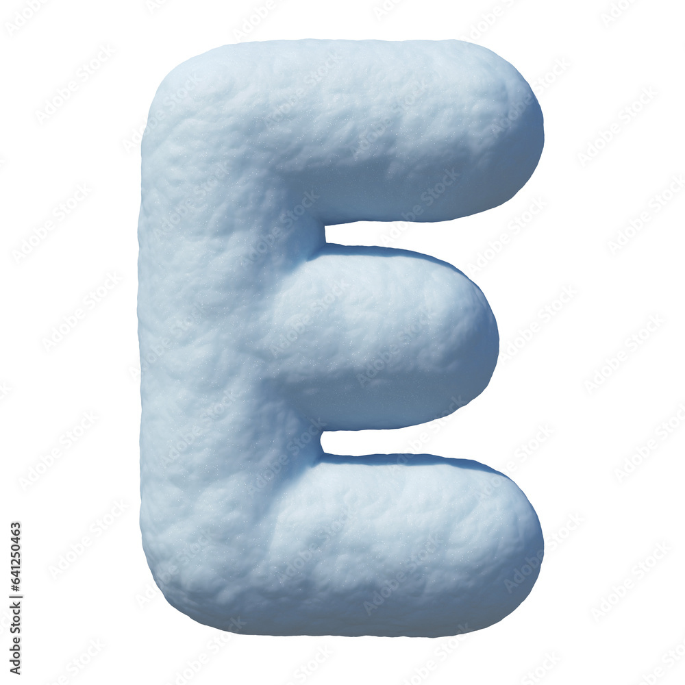 Poster snow font 3d rendering letter e