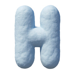 Snow font 3d rendering letter H