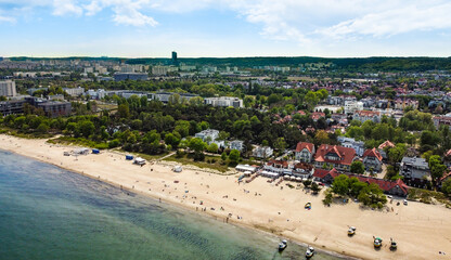 Sopot beach aerial view