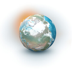 Earth globe transparent background 3D Render