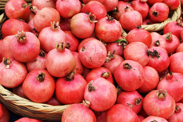 healthy food natural background of fresh pomegranates
