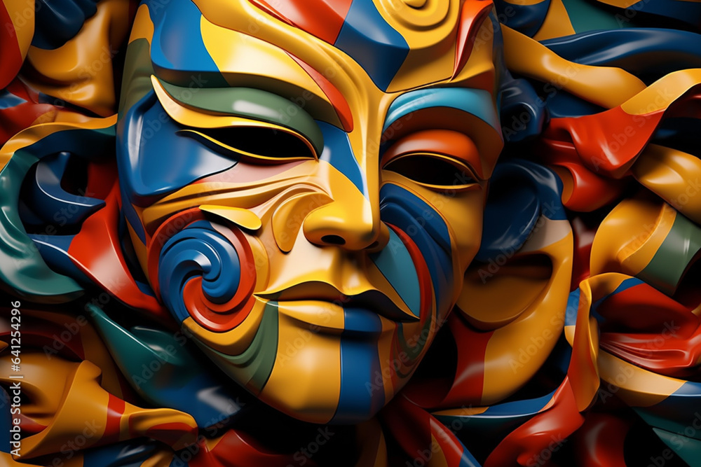 Leinwandbilder an image featuring abstract interpretations of greek theater masks, with expressive lines and contra