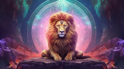 The cover of the Meditation has a lion standing in front of a space portal.