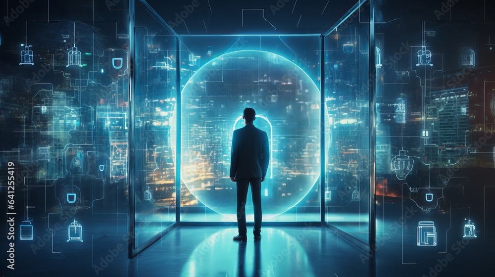 Aufkleber cybersecurity and digital data privacy concepts