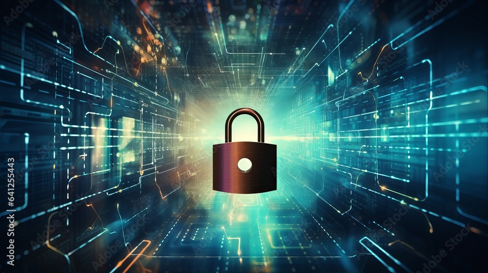 Poster cybersecurity and digital data privacy concepts