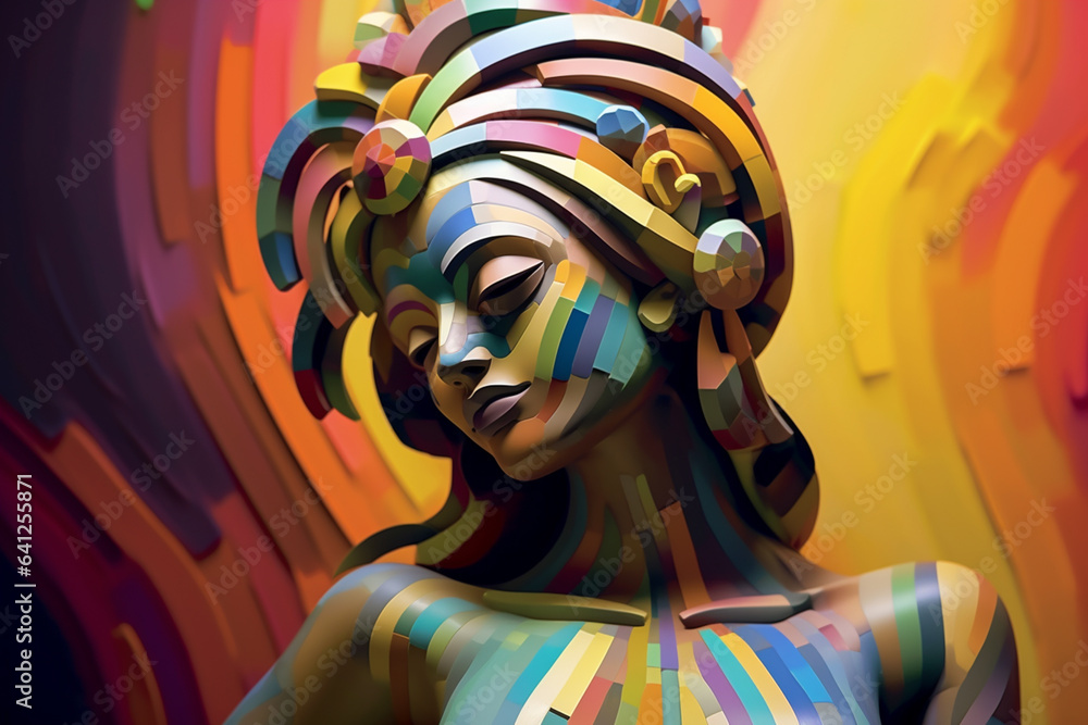 Leinwandbilder an abstract depiction of the harappan mother goddess, with abstract forms and a nurturing color pale