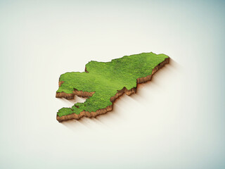 High-quality Kyrgyzstan 3D soil map, Kyrgyzstan 3D soil map render.