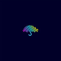 umbrella rainbow rain lines logo
