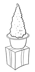 contour line illustration design element postcard holiday new year home decor christmas tree in a pot