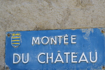 street name sign, Montee du chateau