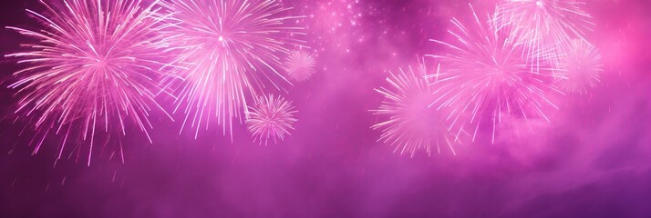 Firework Background Banner Panorama - Colorful Pink Festive Concept