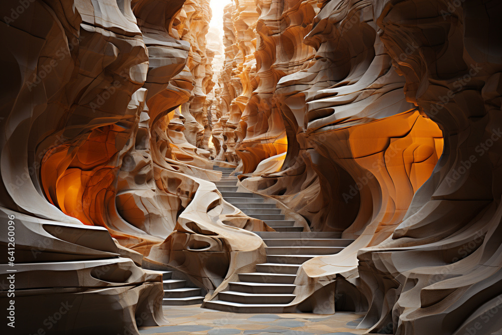 Aufkleber This image of Petra embraces abstract and geometric aesthetics, portraying the rock-cut structures in a visually captivating way.  Generative AI technology.