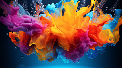 Obraz premium Colorful paint splashes in the water