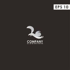 Squirrel Logo Design Vector Template With Luxury Silver Colour. Modern Design. Vector Illustration