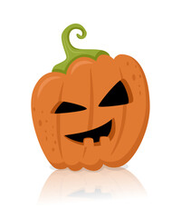 Halloween concept. Character scary pumpkin with with carved eyes and mouth.