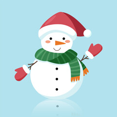Christmas and winter concept. Snowman in Santas hat.