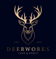 Deer Luxury Illustration Vector Logo, Royal Deer