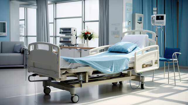 A hospital bed equipped with monitoring devices