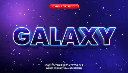 Galaxy editable text effect template, futuristic neon galaxy text style, premium vector