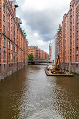 city canal in the country Hamburg warehouse district