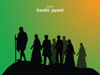 Happy gandhi jayanti vector illustration - obrazy, fototapety, plakaty