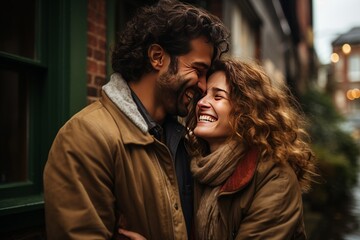 Fototapeta premium Couple Sharing A Playful Moment, Generative AI
