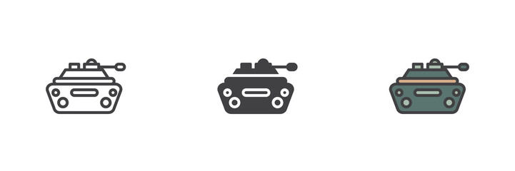 Military armored vehicle different style icon set