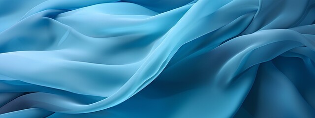 Obraz premium Texture, blue silk translucent fabric with pleats, abstract background, fabric pattern.