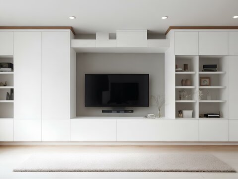modern living room with tv and cabinet
