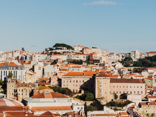 Panoramic view of Lisbon at sunset