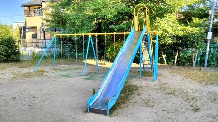Fototapeta premium Park play equipment, slide, swing, Japan, Kyoto