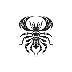 Ornate Scorpio Icon, Scorpion Isolated, Chinese Horoscope Minimal Scorpius Symbol on White