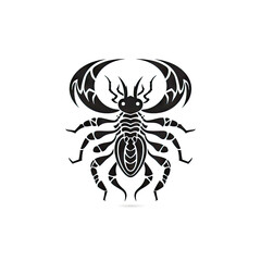 Obraz premium Ornate Scorpio Icon, Scorpion Isolated, Chinese Horoscope Minimal Scorpius Symbol on White