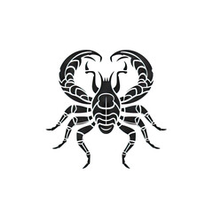 Obraz premium Ornate Scorpio Icon, Scorpion Isolated, Chinese Horoscope Minimal Scorpius Symbol on White