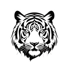 Tiger Icon, Tiger Head Isolated, Minimal Cat Head