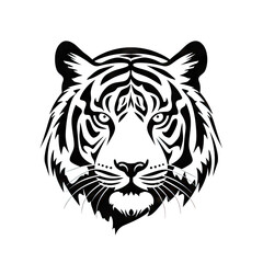 Obraz premium Tiger Icon, Tiger Head Isolated, Minimal Cat Head