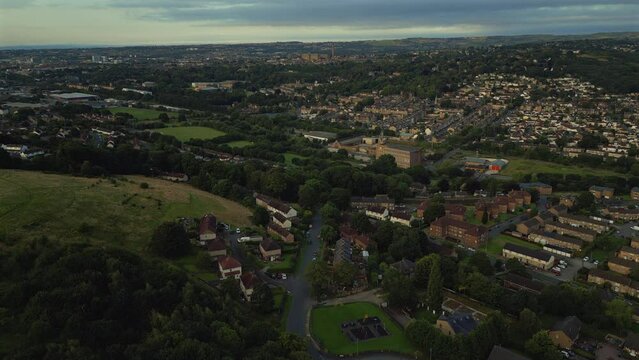 Establishing Drone Shot Over Gaisby and Looking Towards Manningham in Bradford