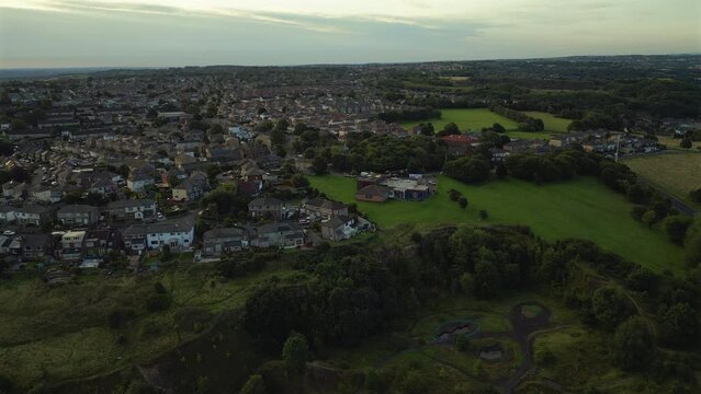 Establishing Aerial Drone Shot Over Gaisby in Suburbs of Bradford