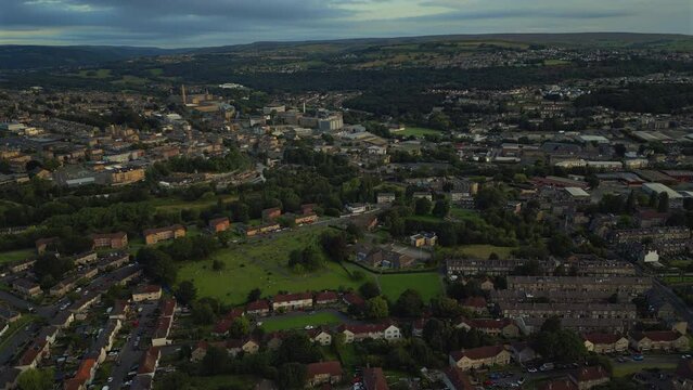 High Establishing Drone Shot Over Shipley Bradford Suburbs