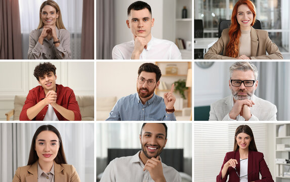 Collage with photos of different men and women