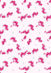 abstract vector pink color small flowers all over textiles design illustration digital image