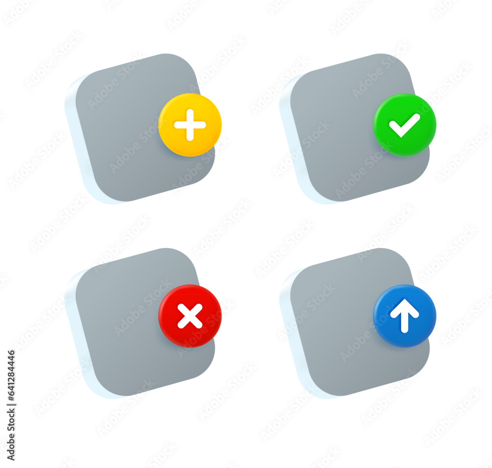 Poster Application icon set with different pictograms. 3d vector icons set