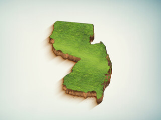 High-quality New Jersey America 3D soil map, New Jersey USA 3D soil map render.