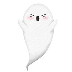 Halloween White Ghost Watercolor.