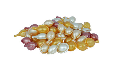 Hair vitamin serum capsule for nourishment isolated with clipping path.