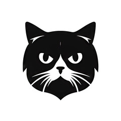 Obraz premium Cat Silhouette Icon Isolated, Animal Black, Pet Symbol on White Background
