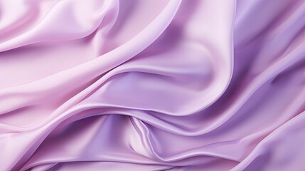 Fototapeta premium A fluid silk background texture in lavender shades, highlighting gentle ripples and soft folds flat lay.