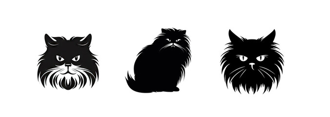 Cat Silhouette Icon Isolated, Animal Black, Pet Symbol on White Background