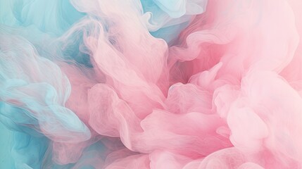 Ethereal swirls of aqua and powder pink on a fluid silk background, invoking images of candy floss clouds flat lay